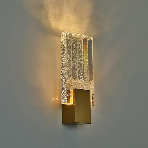 KRUIHAN Kristall Wandleuchte Nordischer Stil Wandlampe Innen Gold Wandbeleuchtung LED-Wandleuchter Licht Dreifarbig Wandleuchten für Nachttisch,Schlafzimmer,Küche,Diele,Wohnbereich(1 Packung-L)