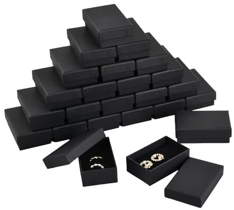 Amexo 24 Pezzi Scatola Regalo, Portagioie in Cartone Scatole per Bomboniere Confezione Regalo con Coperchio per la Presentazione di Orecchini Collana