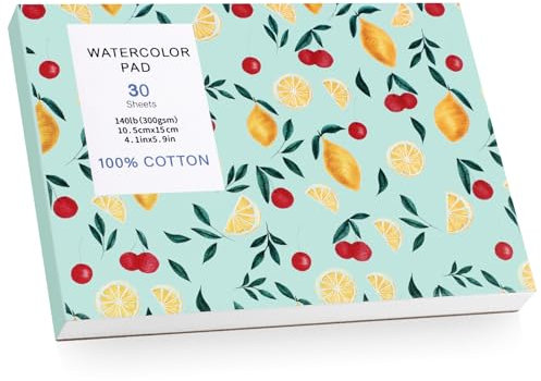 A6 Aquarellpapier, 30 Blatt Zeichenpapier Aqurellpapierblock 300g/㎡ Watercolor Paper für Aquarell Gouache Acryl Zeichnen (4.1 x 5.9in/10.5 x 15cm)