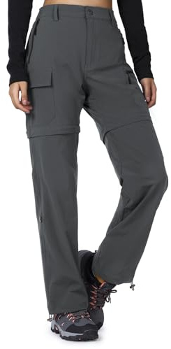Cycorld Hiking Cargo Trousers Womens Zip Off Waterproof Walking Trousers Lightweight Quick Dry Convertible Stretch Outdoor Casual with 5 Pockets(Grey,M)