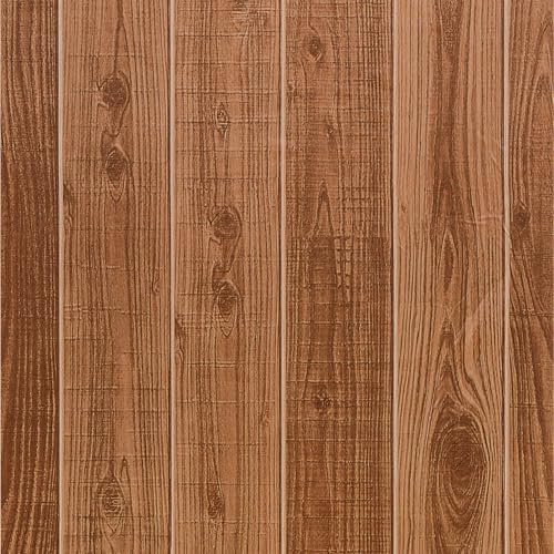 FENTIS Papel Tapiz Autoadhesivo con Paneles de Madera Marrón para Peel and Stick Parte Trasera Adhesiva Plástico Extraíble Aspecto de Tablón Rollo de Vinilo para Dormitorio Baño 44.5x500cm