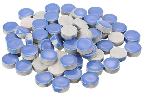 QUARKZMAN 200g Piastrelle Mosaico Ceramica per Artigianato, Piastrelle Ceramiche Blu rotondo per Kit Mosaico Pietre Passo Giardino Sottobicchiere
