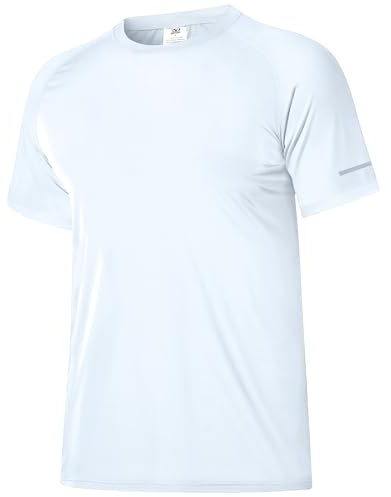Boyzn 1 Pack Men's UPF 50+ Sun Protection Swimming Shirts, Short Sleeve Fishing Rash Guard for Men, Lightweight Rash Vest Swim T-Shirts, Quick Dry Watersport Beach Surfing Tee Shirt for Hiking White-M