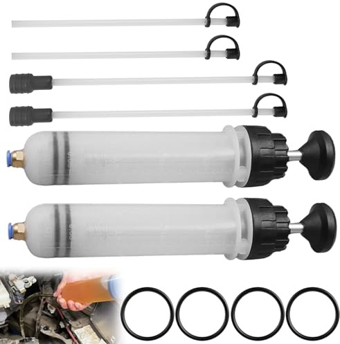 BAIFULAI 2 stycken oljesugpump 500 ml, handsugspump, oljespruta, oljesugspruta med slang och reservgummiringar, oljesugpump för bromsvätska, kylmedel, växeloljor