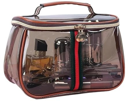 ANIS·KEBBR Large Waterproof Retro Vanity Bag – Transparent Cosmetic Organizer for Women