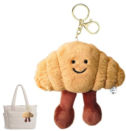 Portachiavi Peluche con Ciondolo a forma di Croissant, Portachiavi Auto, Decorazioni Zaini, Decorazioni per Borsetta, Mini Peluche Portachiavi Divertenti Bambini, Pensierini Compleanno Bambini