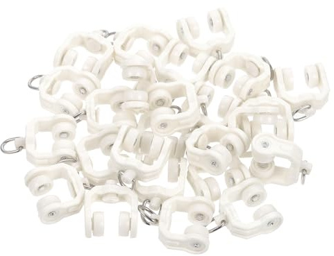 Garneck Polea de Cortina 50 Piezas Rodillos Silenciosos y Gancho Flexible Adecuado para Cortinas Visillos Accesorios Duraderos para Espacios Residenciales
