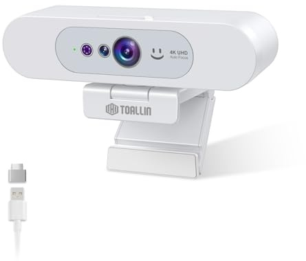 TOALLIN Cámara Web 4K UHD para PC, Compatible con Windows Hello, cámara de reconocimiento Facial, Enfoque automático, micrófono Integrado, Webcam USB para reuniones en línea, Streaming, videollamadas