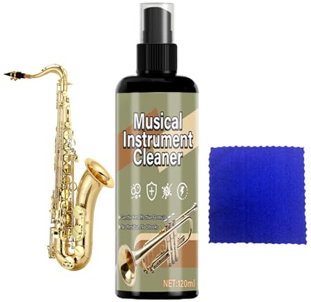 Detergente e Pulitore per Strumenti Musicali,120 ml Liquido per la Cura di Sassofono e Flauto | Con Asciugamano E Kit Per La Pulizia 'Eufonio - per Valvole Tubi e Componenti in Metallo e Rame