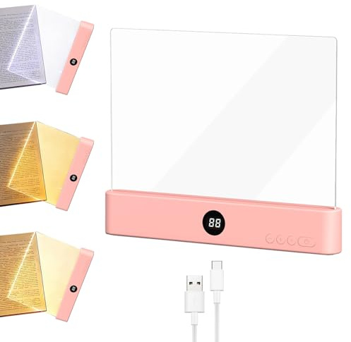 Lampada Libro Piatta, Luce per Libri Piatta, Luce per libri a LED intelligente, Lampada da Lettura Portatile Pia-tta, Lampada lettura a pannello LED con 3 colori e timer, Per Camera da, Scuola (M2)