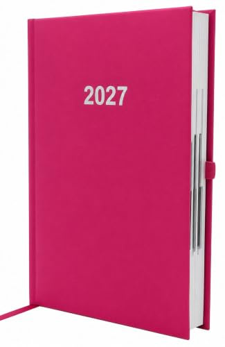 2027 Buchkalender Chefplaner A5 1 Tag 1 Seite auch sonntags pink