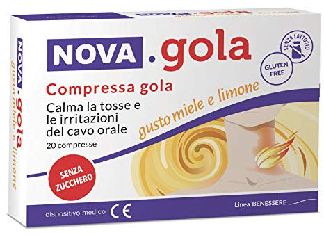 NOVA GOLA 20 COMPRESSE GUSTO MIELE E LIMONE SENZA ZUCCHERO SENZA LATTOSIO SENZA GLUTINE