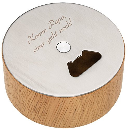 Flaschenöffner mit Auffangbehälter, individuell mit Gravur, Kapselheber Auffangschale personalisiert, Holz und Edelstahl