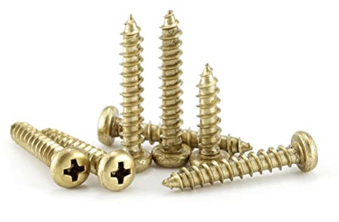 CONPHERON Viti Autofilettanti a Testa Tonda in Ottone Viti per Legno a Testa Tonda Phillips M4x16mm, 20 pcs