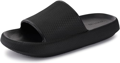 WHITIN Women's Slides Cushioned 7.5-8.5 Thick Slippers Home Wear Black