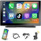 Podofo 9 Zoll IPS Tragbares Autoradio mit Kabelloses A-pple Carplay & Android Auto, Digital Media Receiver 7-32V Touchscreen Bluetooth Musik Bildschirm, AirPlay/Mirror Link/TF/USB/AUX/FM Transmitter