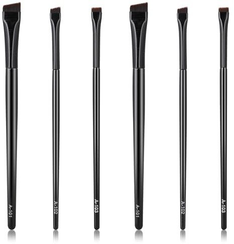 6pcs Ultra Thin Flat Eyebrow Tint Brushes - Angled Eyeliner & Precision Eye Makeup Brushes, Brow Stain Tool