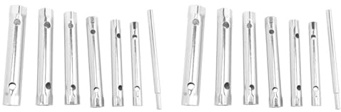 Oikabio 12Pc 8-19mm Caja Tubular Juego de Llaves de Tubo Tubo Bujia Llave Inglesa de Acero de Doble Terminacion para Reparacion de Plomada Automotriz