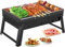BBQ Barbecue Grill, Portable Folding Charcoal Barbecue Desk Tabletop Outdoor Stainless Steel Smoker BBQ for Picnic Garden Terrace Camping Travel