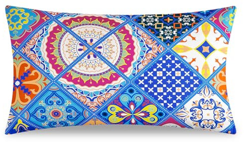 TOCOMOA Kissenbezug 40x60 2er Set - Bunt Kissenbezüge Paisley Muster, Kopfkissenbezug 40x60 cm mit Reißverschluss, Oeko-TEX Zertifiziert, Weich und Hypoallergen Kissenhülle Blau