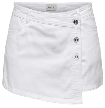 Only Onllesly Reg LB DNM Bj Noos Mini Denim Wrap Skort, Blanco Denim, L