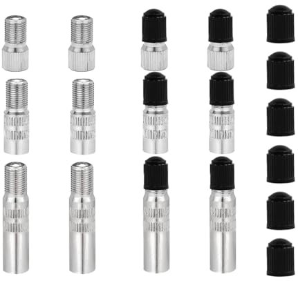 IUSOT 12 Stück Ventilverlängerung Adapter, DREI Längen 19mm, 27mm, 39mm, Ventilverlängerung Autoventil Adapter, Verlängerung der Ventilkappe mit Gewinde, Praktische Lösung für Luftreifen