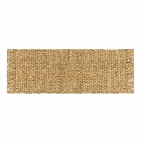 Loberon Läufer Moody, Handgewebtes Flechtmuster, für Flur, Bad oder Wohnzimmer, mit Seitlichen Fransen, 80x250 cm, Teppich, Wohntextilien, Wohn-Accessoire, Jute, braun