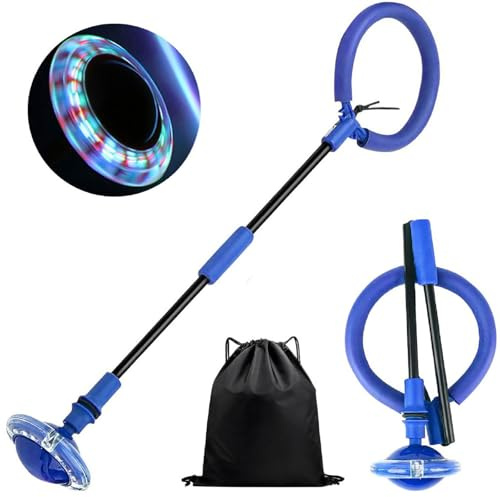 Kiuiom Colorida Flash Bola de Salto,Saltar Bola,Anillo de Salto Intermitente,Proteger Los Tobillos,Deportes al Aire Libre y Equipo de Juguete de Fitness Apto para Niños y Adultos,Plegable,Azul