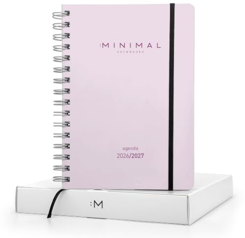 MINIMAL Agenda 2026 2027 Semana Vista Horizontal A5 - Julio 2026 a Junio 2027 – Agenda Escolar con Planificador Semanal, Mensual y Anual - Agenda Semanal con Calendario 2026-2027 - Español