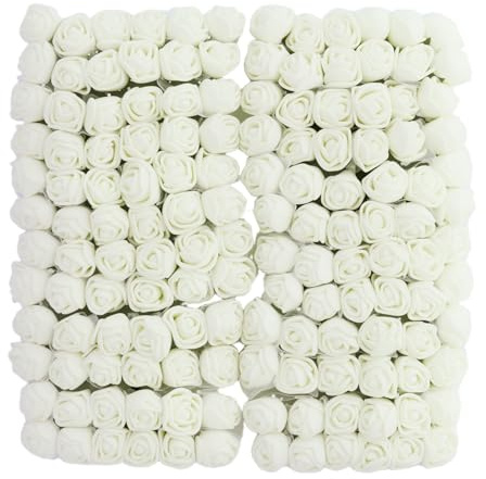 PETERMALLON 144 fioriere bianche artificiali, mini rose artificiali per artigianato, piccole rose finte, fiori per il fai da te, matrimoni, feste, festival, decorazioni floreali, 2,5 cm