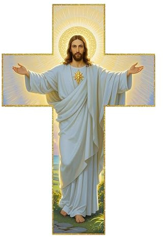 FLCPJGV Croix Murale Décorative En Bois, Objet de Collection Unique pour Chambre, Appartement Ou Extérieur, Style B