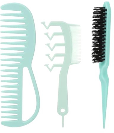 ANKROYU Set professionale di 3 spazzole per cotonare i capelli, kit di pettini per lo styling con funzione di massaggio del cuoio capelluto, portatile e ideale per i viaggi, adatto
