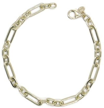 Pulsera Mujer Oro 18k 5mm 19cm Eslabones Forzados Combinados Elegante
