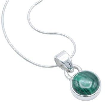 mantraroma echt Silberkette mit Malachit grüner Edelstein Damen Kettenanhänger 925 Sterlingsilber Halskette Geschenk