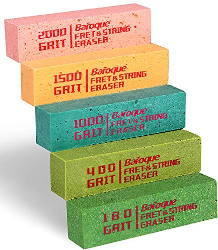 Baroque Gitarr bandsuddgummi, Fret Cleaning Polish, Fret Polishing Toolkit, rengör band/strängar/metall, set om 5 (180 och 400 och 1000 och 1500 och 2000 korn)