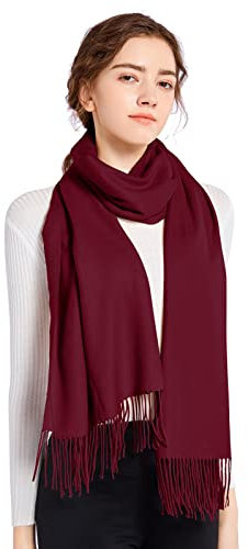 ELF KUCKUCK Schal Damen Winter Baumwolle Winterschal Pashmina Schals Frauen, Burgundy