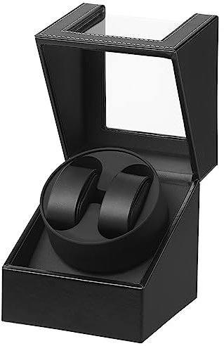 LINGFANSTORE Scatola Carica Orologi Automatici con Motore Ultera-silenzioso per 2 Orologi da Polso Watch Winder(schwarz)