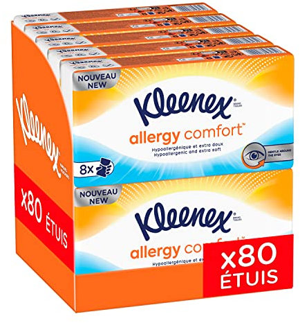 Kleenex Allergy Comfort, 10 Packungen mit je 8 Taschentücherhüllen (10 x 8 Hüllen)