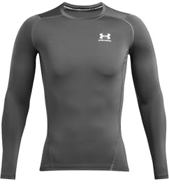 Under Armour HeatGear Compression Manches Longues Hommes, T-Shirt Manches Longues pour Homme, Haut de Sport Homme Respirant et au séchage Rapide, Castlerock/White, L, Castlerock/White, LG
