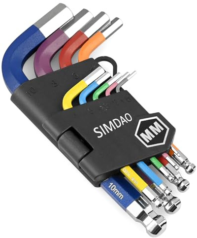 Juego de llaves hexagonales métricas, juego de 9 llaves Allen cortas de 1,5 a 10 mm, juego de llaves hexagonales antideslizantes con extremo de bola, para desmontaje y mantenimiento de vehículos de