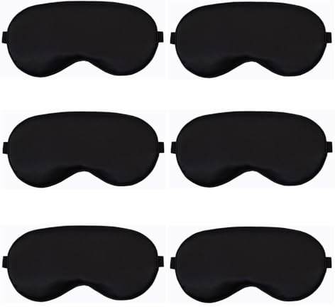 Wanfoou 6-pack sovmask, silkessovmask, supermjuka ögonmasker med justerbar rem, silkesögonskydd mjuk satin ögonbindel elastisk rem natt ögonskugga resetupplur för kvinnor män