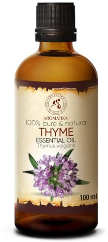 Aceite Esencial de Tomillo 100ml - Thymus Vulgaris - Aceite Natural de Tomillo se Utiliza para Baños Aromáticos - Saunas - Masajes - Cuidado del Cabello y la Piel - Aromaterapia - Relajación - Spa