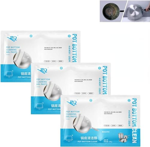 Pasta gel per la pulizia del fondo della pentola, detergente per forno in acciaio inox, per pentole (3 pezzi)