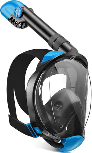 X99 Snorkel Mask, Full Face Snorkel Mask Adult 180 ° Panoramic View with Detachable Camera Mount, Anti-fog Anti-leak Full Face Dry Top Foldable Diving Mask for Men