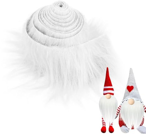Ruzister Nastro di peluche bianco a pelo lungo, nastro di pelliccia sintetica per Natale, tessuto di peluche per fai da te, progetti di cucito, creazione di bambole e decorazione 10cm*1,8m