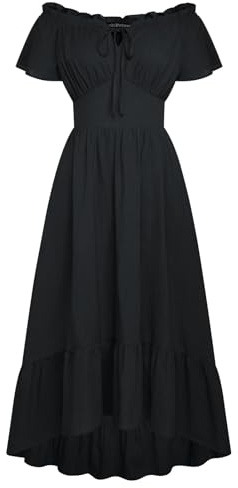 Scarlet Darkness Renaissance Dress for Women 2026 Summer Spring Cotton Off The Shoulder Boho Midi Dresses Black XXL