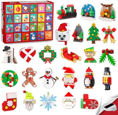 HOGOKIDS Calendario dell'Avvento 2025, decorazione natalizia con calamite per frigorifero, 24 giorni, conto alla rovescia, calamita Babbo Natale per frigorifero, decorazione natalizia, giocattolo