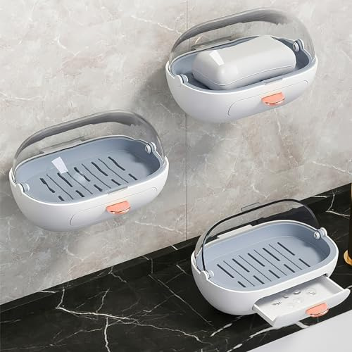 KQDRAVINE 2 jaboneras sin taladrar, caja de jabón, soporte para ducha, sin taladrar, tapa para ducha, baños y cocinas