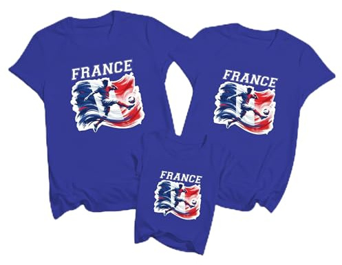 2026 T-Shirts Assortis pour Toute la Famille, Hauts pour Couples de Fans de Football, t-Shirts de Sport avec Autocollants et Arbre du Tournoi