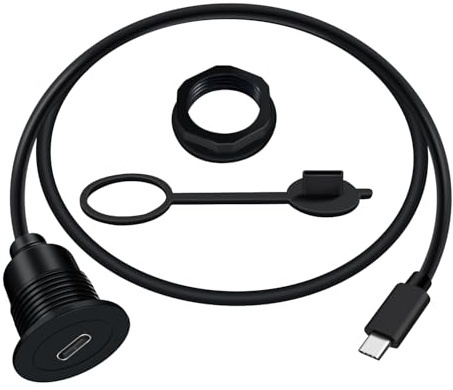 HuaLiSiJi USB C inbyggd kontakt med kabel 5Gbps USB C förlängningskabel för bilinstrumentbräda, skrivbord (1 m)
